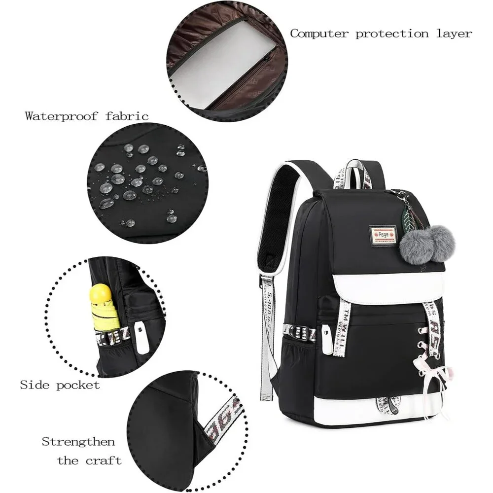 Stylish Water-Resistant Nylon Backpack for Girls, Teens & Young Women - Picture 6 of 6